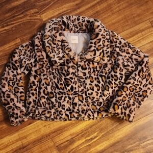 Candie's Leopard Print Faux Fur Coat